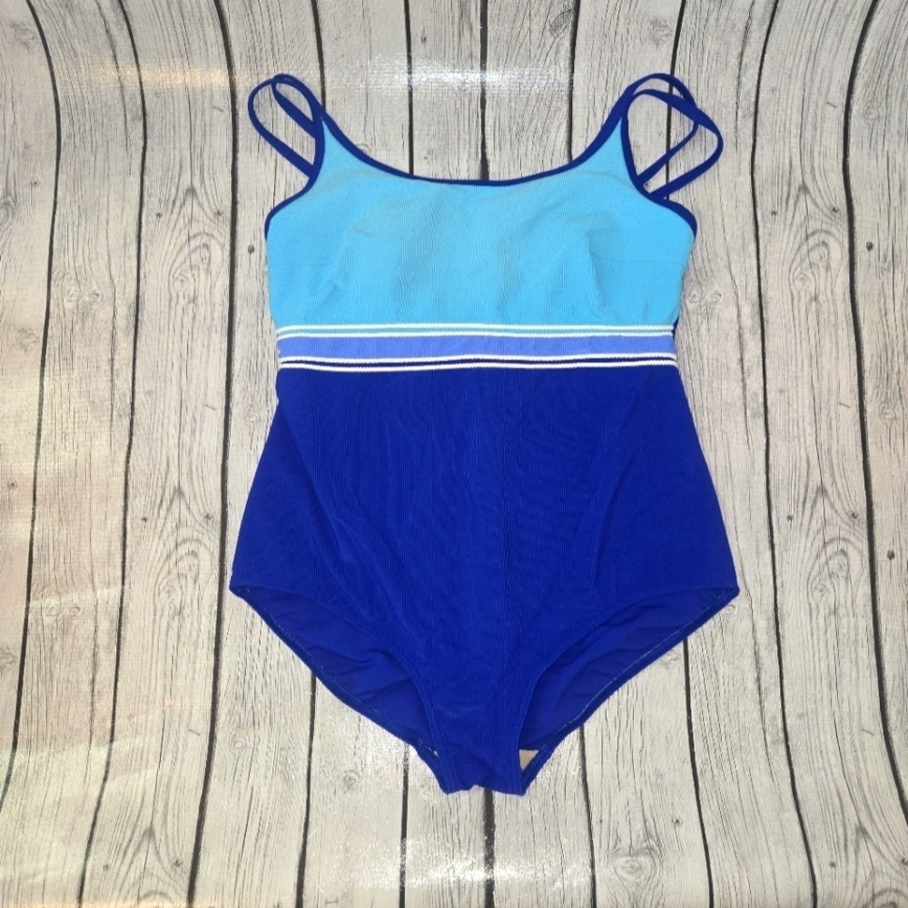 Vintage Christina Corlor Block one piece swimsuit 20W